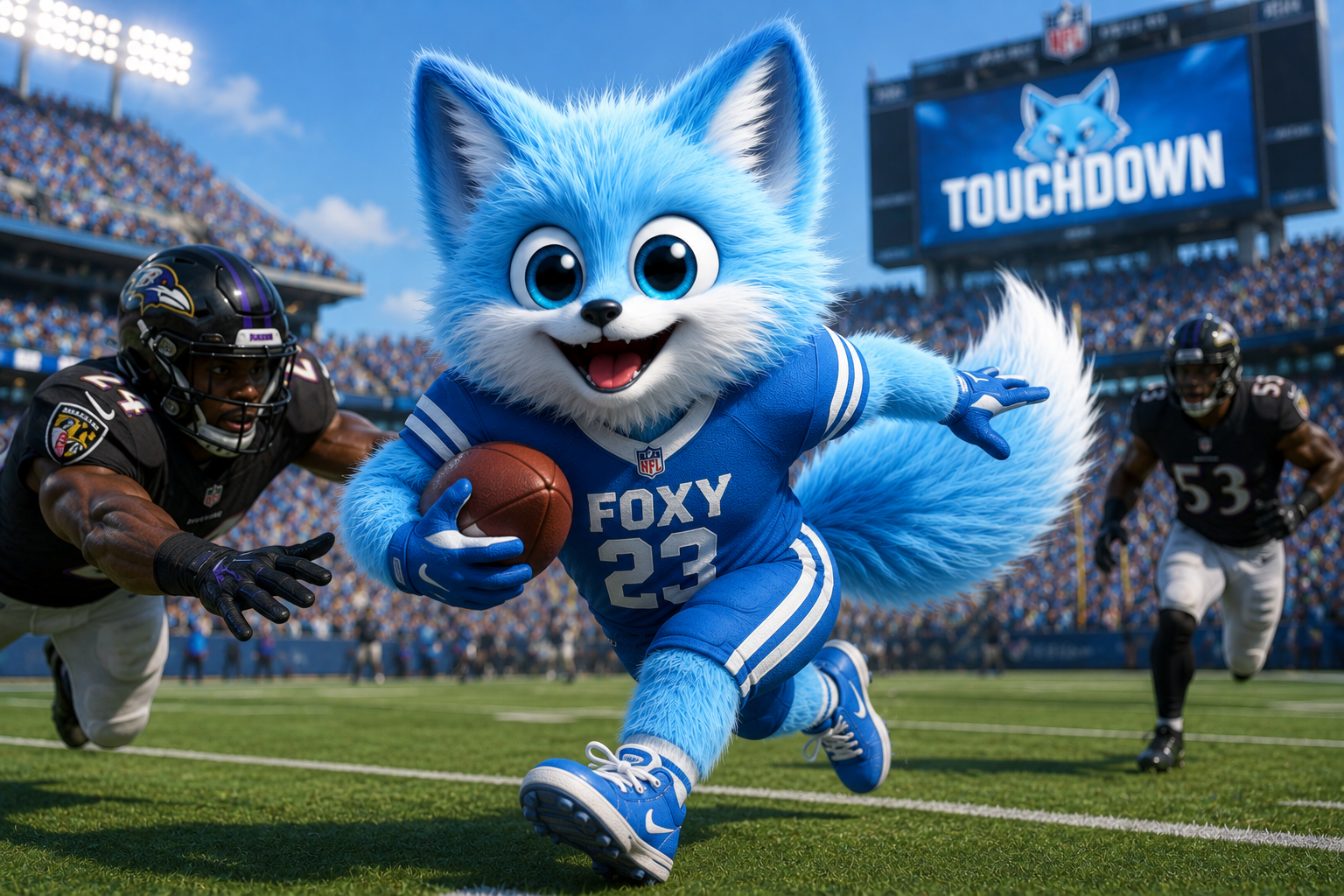 Foxy scoring a touchdown
